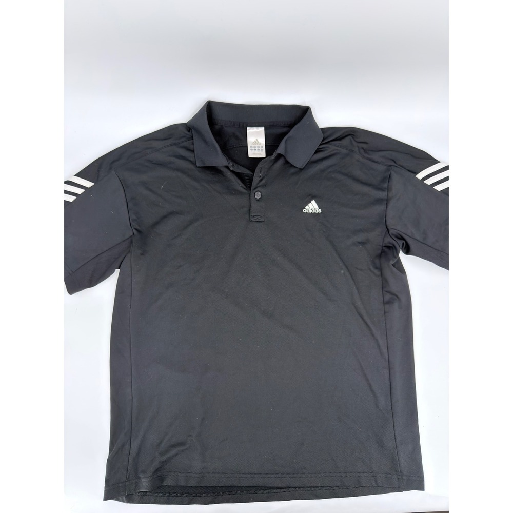 Adidas Polo Shirt Three Stripe Y2K Men Large Black White 568799 01/08 S/S